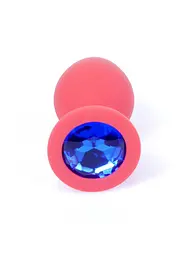 Анальна пробка - Jewellery Silicone Red Plug M Blue - мініатюра 5