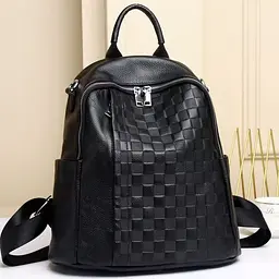 Шкіряний жіночий рюкзак з тисненням 42147 Tiding Bag чорний - мініатюра 4