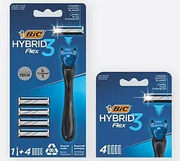 Станок для гоління Bic Flex 3 Hybrid з 4 змінними картриджами