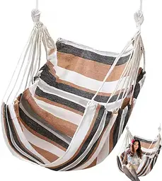 Підвісне крісло-гамак вуличний Гавайський 100х130 см до 150 кг Коричневий у смужку - мініатюра 3