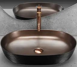 Умивальник Rea Cleo накладний 60.5x41 см black brushed copper REA-U6383 - мініатюра 4