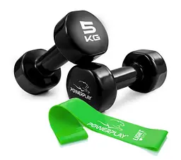 Гантелі вінілові PowerPlay 4125 Achilles 2*5 кг Чорні 2 шт (PP_4125_5kg_2in)