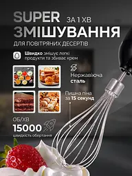 Блендер занурювальний 3в1 Rainberg Multifunction Blender 1600 Вт Grey - мініатюра 6