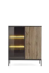 Вітрина низька з підсвіткою Perfect Home Сенто / Sento WT104 2-дверна Чорний/дуб вотан (PFH-091490) - мініатюра 4