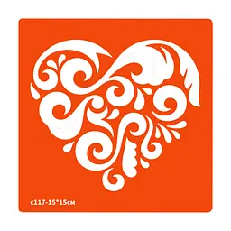 Трафарет для біо-тату Сердечко Fresh Tattoo c117-15*15см, розмір 15х15см