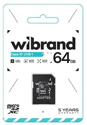 Карта пам'яті microSDXC, 64Gb, , Class10 UHS-I U1 Wibrand teh0028483 - мініатюра 2
