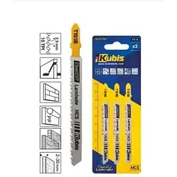 Полотно пильне для лобзика KUBIS 3-30мм 3шт чистий різ ламінат, пластик, дерево, фанера, ДСП, зуб 2.5, T101B