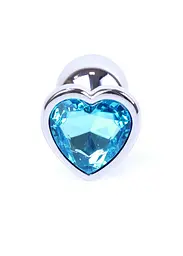 Анальна пробка B - Series HeavyFun Jewellery Silver Heart, 7 см (блакитний) - мініатюра 2