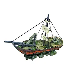 Декор в акваріум корабель на каменях 39.5 x 13 см кераміка Croci
