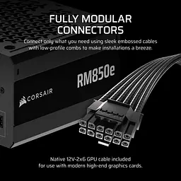 Блок живлення Corsair RM850e 850W 80+ Gold (CP-9020296-EU) - мініатюра 9