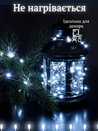 Світлодіодна новорічна LED гірлянда-нитка "КРАПЛІ РОСИ" на батарейках + USB 100LED 10 м Холодний білий (90887082) - мініатюра 2