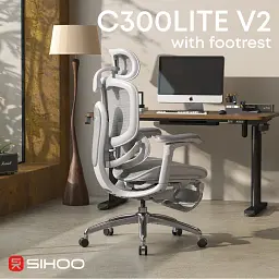 Офісне крісло Sihoo C300 LITE V2, White, з підставкою для ног (C300-LITE-V2-B102-JT) - мініатюра 5