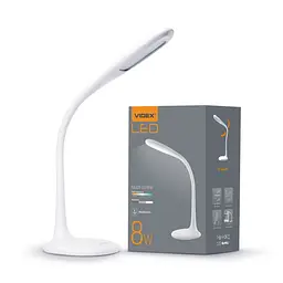 Лампа настільна LED Videx TF03W, білий, 8 Вт, 3000K/4100K/5500K, 340 лм, сенсорне керування (VL-TF03W)