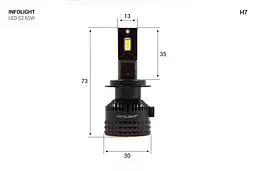 Комплект світлодіодних ламп Infolight S2 H7 60W - мініатюра 2