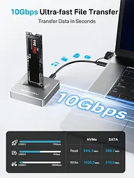 Зовнішній корпус ACASIS M04B для M.2 NVMe/SATA SSD 10 Гбіт/с з підтримкою до 8 ТБ (Синій) - мініатюра 3