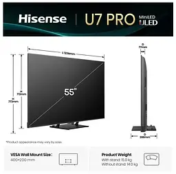 Телевізор Hisense 55U7Q PRO - мініатюра 2