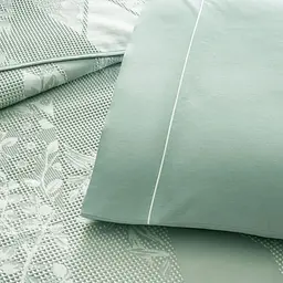 Постільна білизна з жаккардовим покривалом-піке Flava Green / простирадло на резинці Tac pbe0051422 - мініатюра 3