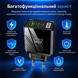 Зарядний пристрій XON PowerCharge 58W (PD20) USB Type-C (PCWA058020A1С2B 6068) Чорний - мініатюра 5