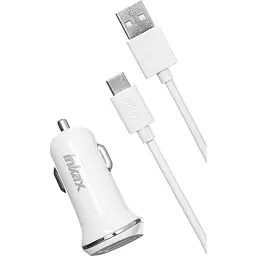 Автомобільний зарядний пристрій INKAX CD-12 Car charger + Type-C cable 2USB 2.1A White - мініатюра 2