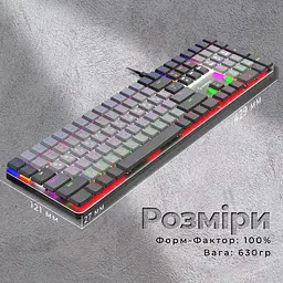 Клавіатура GamePro Red Swich Low Profile USB Dark Gray дротова (MK145R) - мініатюра 12