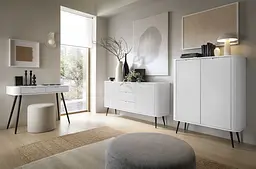 Комод Perfect Home Зова / Zova 2-дверний з чорними ніжками K103 Білий (PFH-091285) - мініатюра 7