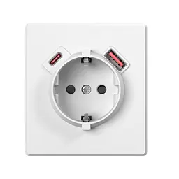 Розетка одинарна із заземленням USB-A+C 20W біла матова VIDEX NOTA (VF-NT-SK1GUC-WH) VIDEX (28881-000)