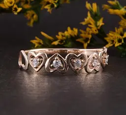 Каблучка з червоного золота з фіанітами 18 K-0277 - мініатюра 6