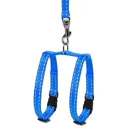 Шлея Dog Extreme з нейлону регульована з повідцем для морських свинок, декоративних крис (ширина 10мм, В:12-22см), блакитний - мініатюра 2