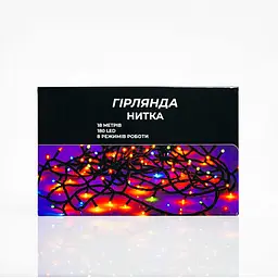 Новорічна гірлянда GarlandoPro 18 м 180 LED чорний провід Біле світло W180LED18MBW - мініатюра 5