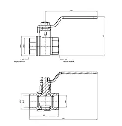 Кран кульовий Thermo Alliance Base 1 1/2" ВВ прямий, PN40, важіль SD600W40 - мініатюра 4