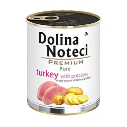 Вологий корм для собак алергіків Dolina Noteci Premium Pure з індичкою та картоплею банка 800 г