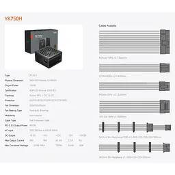 Блок живлення PcCooler YK750H 750W ATX 3.1 80+Bronze 80+ Bronze (P3-YK750H-B1HWBK1-EU) - мініатюра 8