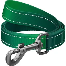 Повідець для собак нейлоновий Waudog Nylon Mono світловідбивний S 1.5х122 см зелений