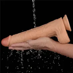 Реалістичний вібратор Vibrating Power Basics Cock 11" тілесний - мініатюра 10