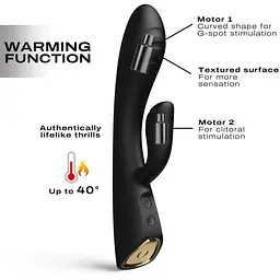 Вібратор-кролик з підігрівом Dorcel Flexi Rabbit Black Гнучкий стовбур - мініатюра 3