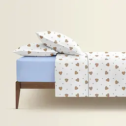Євро постільна білизна з простирадлом на резинці BEIGE HEARTS CS2 COSAS (4822052400296) - мініатюра 2
