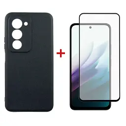 Чохол до мобільного телефона Dengos Carbon Kit for Xiaomi Redmi 15 4G case + glass Black (DG-KM-163)