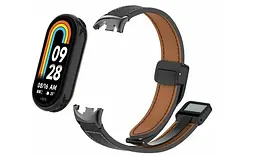 Шкіряний ремінець для XiaomiBand 8 Чорний - мініатюра 3