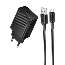МЗП Borofone BAS72A Source QC3.0 (1USB-A) + кабель USB to MicroUSB Black