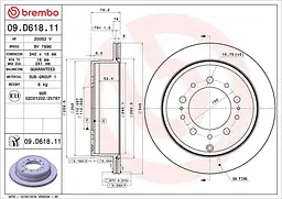 Диск тормозной вентилируемый Toyota Land Cruiser 200, Tundra 97-25г Brembo ( 09.D618.11 )