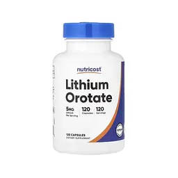 Вітамінно-мінеральний комплекс Nutricost Літій оротат, 5 мг, Lithium Orotate, 120 капсул (NCS67336)