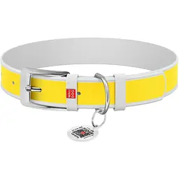 Нашийник для собак Waudog Design Бетмен 2, шкіряний, з QR паспортом, 44-58х3, 5 см, білий