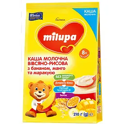 Каша молочна вівсяно-рисова Milupa з бананом манго та маракуєю для дітей від 8 місяців 210 г - мініатюра 2