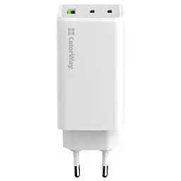 Зарядний пристрій ColorWay C101B GaN Mini 100 Вт PD PPS 2xUSB-C + USB-A білий (CW-CHS061PD-WT) - мініатюра 4