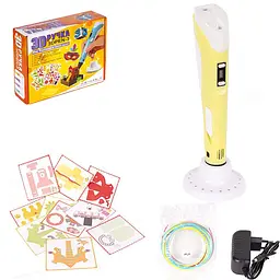 3D ручка Bambi DX008 зі стрижнями, від мережі жовтий