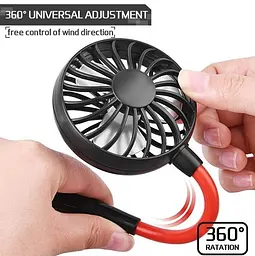 Вентилятор на шию портативний No Brand Neck Fan SN з акумулятором Чорний (2104618574) - мініатюра 7
