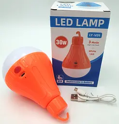 Кемпінгова LED лампа 30W акумуляторна знімна 18650 1200mAh світильник з гачком ліхтар світильник 15х8см UKC V09 оранжевий