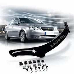 Дефлектор капоту мухобійка Chevrolet Lacetti 2003- седан універсал (Євро Кріплення) Voron Glass