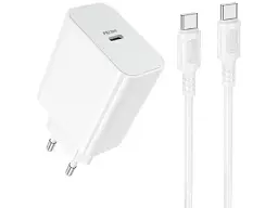 Мережевий зарядний пристрій Borofone BA107A Stellar 30 W + Type-C to Type-C cable White (6941991125362)