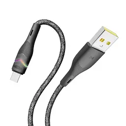 Кабель для заряджання та обміну даними USB Yoki YK-RG24 RGB Series USB/MicroUSB 60W 3A/20V 1.2 м Чорний - мініатюра 6